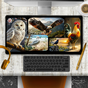 Süße Vogel-Fotocollage Wildlife Schreibtischunterlage