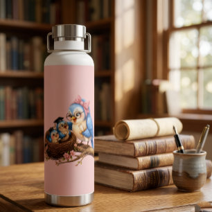 Süße Vogel-Rosa-Edelstahl-Wasserflasche Trinkflasche