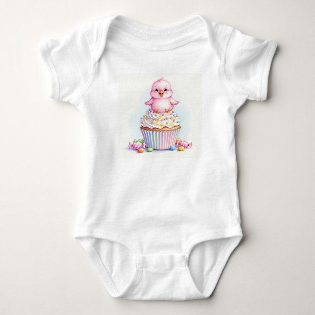 Süße Vögel. Strawberry Cupcake von Natasha Us Baby Strampler (Vorderseite)