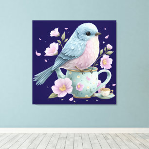 Süße Vogel Whimsical Wandkunst Farbige Heimdekorat Leinwanddruck