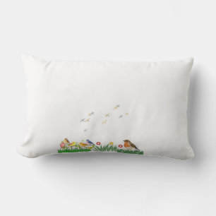 Süße Vögel & Wildblumen Kissen Farbiger Vog G