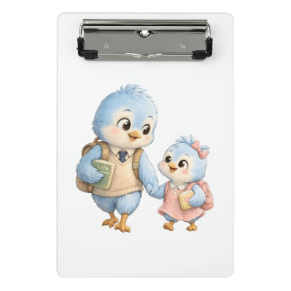 Süße Vogelgeschwister Mini-Clipboard Mini Klemmbrett