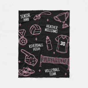 Süße Volleyball-Doodle-Zeichnung in benutzerdefini Fleecedecke