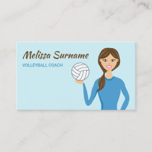 Süße Volleyball-Trainerin Mädchen Illustration Bla Visitenkarte