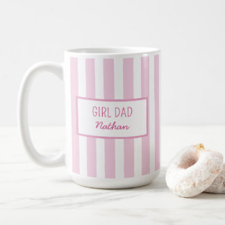 Süße, vornehme rosa Streifen Girl Dad Personalisie Kaffeetasse