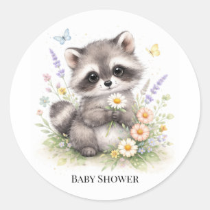 Süße Wald-Baby-Waschenbär-Baby-Party  Runder Aufkleber