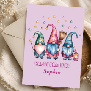 Süße Wald-Gnom-Birthday-Karte für Kinder Karte