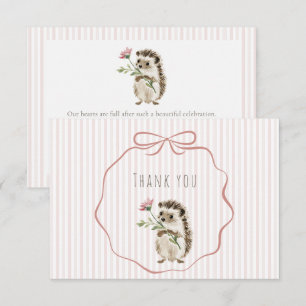 Süße Wald-Igel-Aquarell-Girly-Baby-Party Dankeskarte