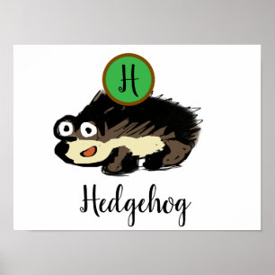 Süße Wald-Igel-Kinderzimmer-Kunst drucken Poster