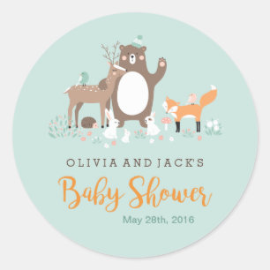 Süße Wald-Minze und Orange Baby Shower Aufkleber
