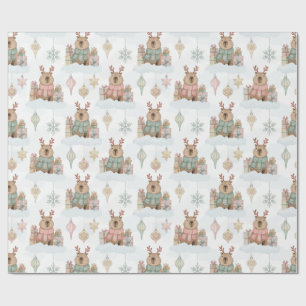 Süße Wald-Rentier-Capybara-Weihnachten Geschenkpapier