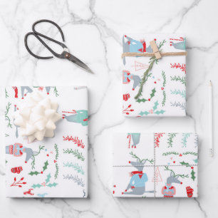 Süße Wald-Rentiere Weihnachten Geschenkpapier Set