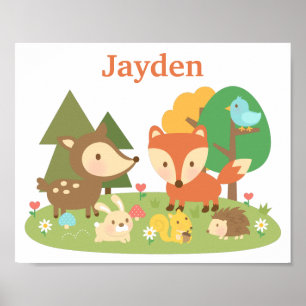 Süße Wald-Tier-Kinderzimmer-Dekoration Poster