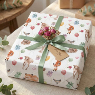 Süße Wald-Wasserfarben-Party-Tiere Geschenkpapier