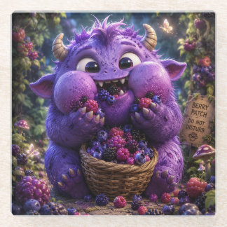 Süße Waldmonster-Fantasie-Kunst des Beerendieb Glasuntersetzer