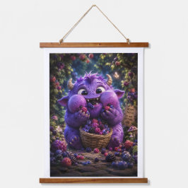 Süße Waldmonster-Fantasie-Kunst des Beerendieb Wandteppich Mit Holzrahmen