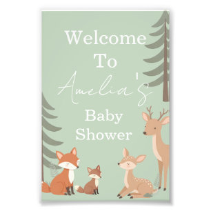 Süße Waldtier-Baby-Shower-Willkommensschilder Fotodruck