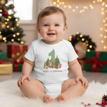 Süße Waldtiere Baby Erstes Weihnachten Grün 1