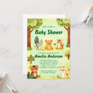 Süße Waldtiere Baby Shower Einladung