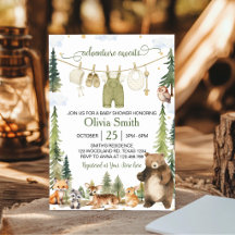 Süße Waldtiere Baby Shower Einladung