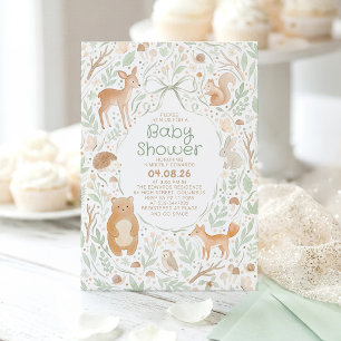 Süße Waldtiere - Baby Shower Einladung