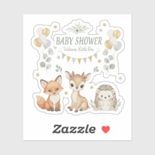 Süße Waldtiere Baby Shower Fuchs, Reh Aufkleber