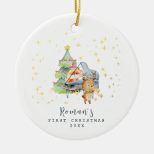 Süße Waldtiere Baby's erstes Weihnachtsfoto Keramik Ornament