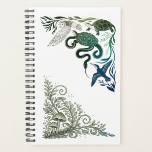 Süße Waldtiere Eule & Schildkröte Natur Illustrati Planer