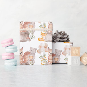 Süße Waldtiere Freunde Baby Shower Geschenkpapier