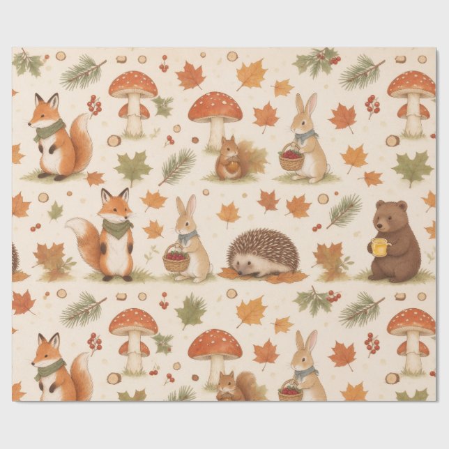 Süße Waldtiere Geschenkpapier (Flach)