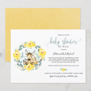 Süße Waldtiere Grün Babyparty per Post Einladung