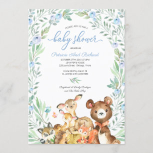 Süße Waldtiere Grünzeug Baby Shower Einladung