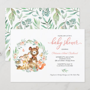 Süße Waldtiere Grünzeug Babyparty Einladung