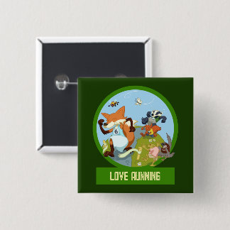 Süße Waldtiere lieben Cartoon-Rennen Button