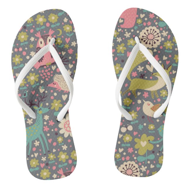 Süße Waldtiere Muster Flip Flops (Fußbett)
