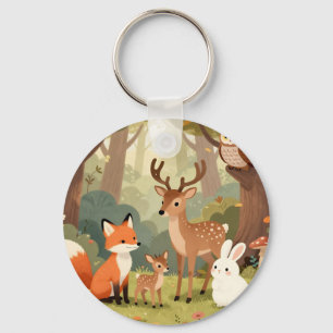 Süße Waldtiere-Nursery-Szene Schlüsselanhänger
