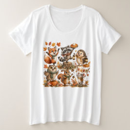 Süße Waldtiere spielen im Herbst Große Größe T-Shirt