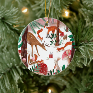 Süße Waldtiere Weihnachten Keramik Ornament