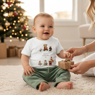 Süße Waldtiere Weihnachten Teddybär Schnee Baby T-shirt