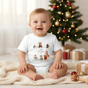 Süße Waldtiere Weihnachten Teddybär Schnee Baby T-shirt