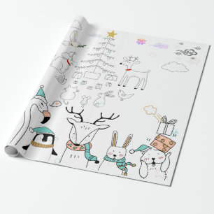 SÜSSE WALDTIERE ZU WEIHNACHTEN Geschenkpapier