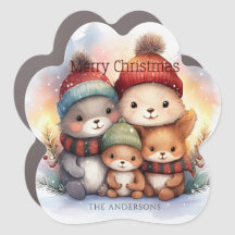 Süße Waldtierfreunde Frohe Weihnachten Pfote