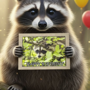 Süße Waldwaschbär-Geburtstagsfeier Karte