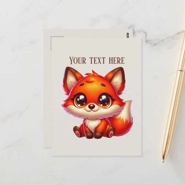 Süße Wandernde Fuchs Liebhaber anpassbar  Postkarte (Vorderseite/Rückseite Beispiel)