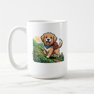 Süße Wanderung Golden Retriever Welpen Abenteuer Kaffeetasse