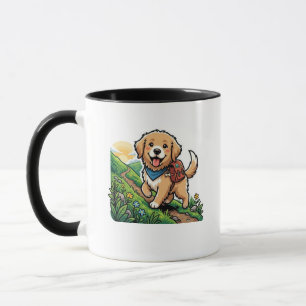 Süße Wanderung Golden Retriever Welpen Abenteuer Tasse