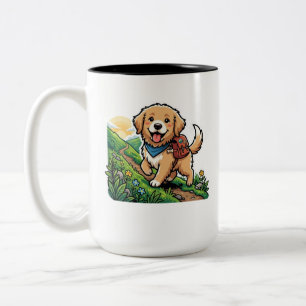 Süße Wanderung Golden Retriever Welpen Abenteuer Zweifarbige Tasse