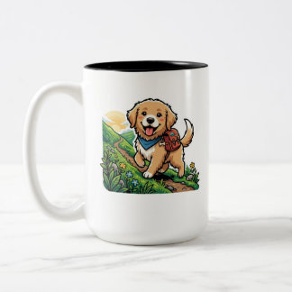 Süße Wanderung Golden Retriever Welpen Abenteuer Zweifarbige Tasse