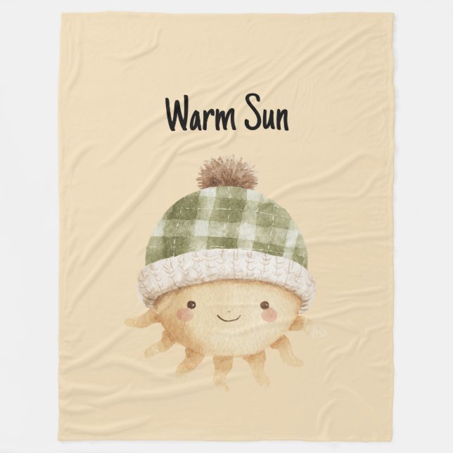 Süße warme Sonne mit Hut Fleecedecke (Vorderseite)