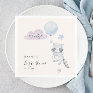 Süße Waschbär-Flugballon-Jungen-Baby-Party Serviette